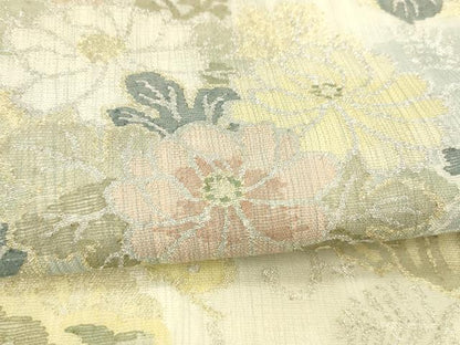 平和屋着物＊夏物 太鼓柄袋帯 草花文 金銀糸 正絹 逸品 DABA0118cm