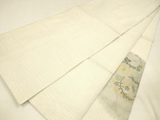 平和屋着物＊夏物 太鼓柄袋帯 草花文 金銀糸 正絹 逸品 DABA0118cm