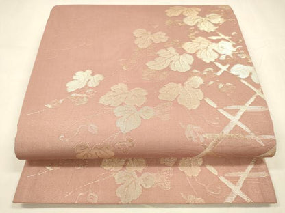 平和屋着物＊夏物 六通柄袋帯 流水蔦の葉文 金銀糸 正絹 逸品 DABA0120cm