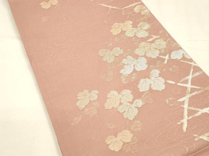 平和屋着物＊夏物 六通柄袋帯 流水蔦の葉文 金銀糸 正絹 逸品 DABA0120cm
