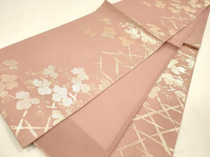 平和屋着物＊夏物 六通柄袋帯 流水蔦の葉文 金銀糸 正絹 逸品 DABA0120cm