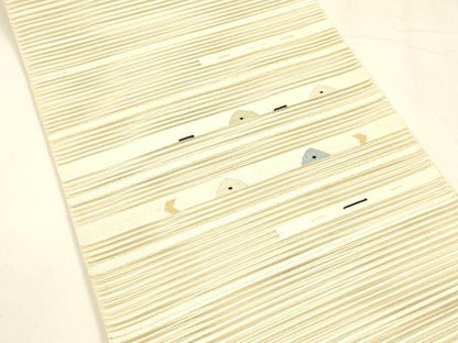 平和屋着物＊夏物 絽綴れ 八寸名古屋帯 抽象文様 金銀糸 正絹 逸品 DABA0122cm