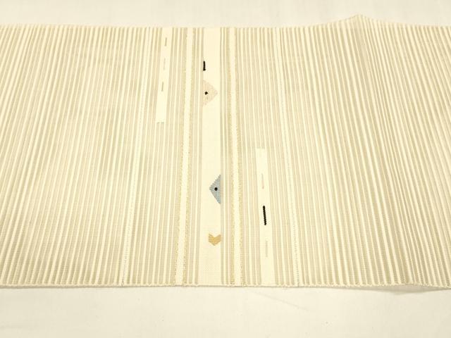 平和屋着物＊夏物　絽綴れ　八寸名古屋帯　抽象文様　金銀糸　三越扱い　正絹　逸品　DABD6876cm 平和屋着物＊夏物 絽綴れ 八寸名古屋帯 抽象文様 金銀糸 正絹 逸品