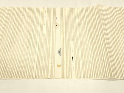 平和屋着物＊夏物 絽綴れ 八寸名古屋帯 抽象文様 金銀糸 正絹 逸品 DABA0122cm