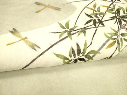 平和屋着物＊夏物 九寸名古屋帯 南天蜻蛉文 金銀彩 正絹 逸品 DABA0123cm