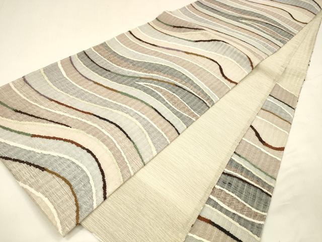 平和屋着物▽スリーシーズン 春夏秋 六通柄袋帯 すくい織 流水文 正絹 逸品 DABA0126cm
