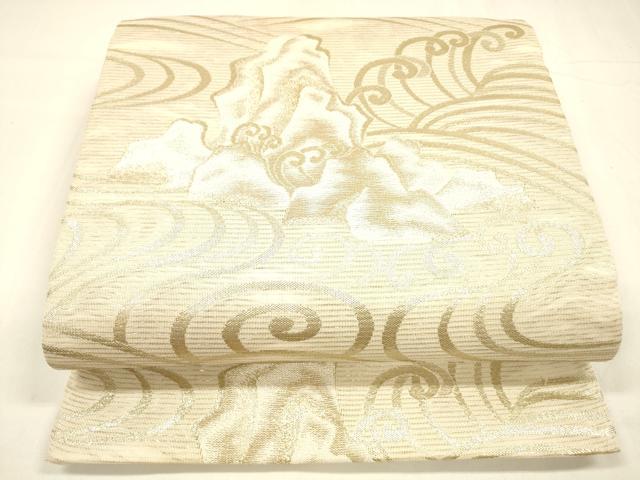 平和屋着物＊夏物 六通柄袋帯 流水文 金糸 正絹 逸品 DABA0128cm