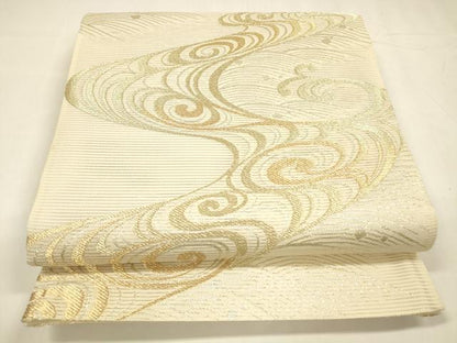 平和屋着物＊夏物 六通柄袋帯 流水文 金銀糸 正絹 逸品 DABA0129cm