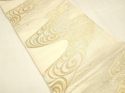 平和屋着物＊夏物 六通柄袋帯 流水文 金銀糸 正絹 逸品 DABA0129cm