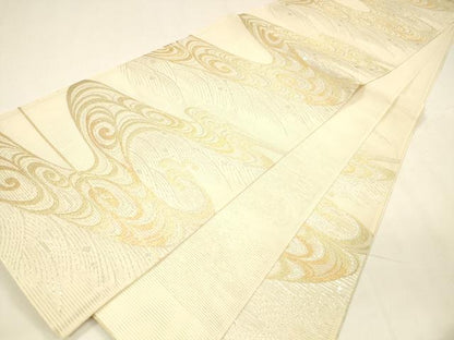 平和屋着物＊夏物 六通柄袋帯 流水文 金銀糸 正絹 逸品 DABA0129cm