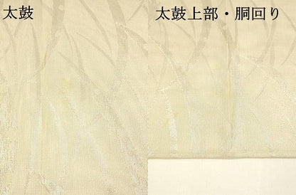平和屋着物＊夏物 全通柄袋帯 雪芝文 銀糸 正絹 逸品 DABA0130cm