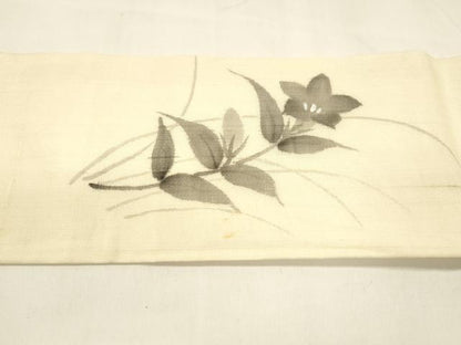 平和屋着物＊夏物 絹芭蕉 九寸名古屋帯 手描き 草花文 正絹 逸品 DABA0132cm