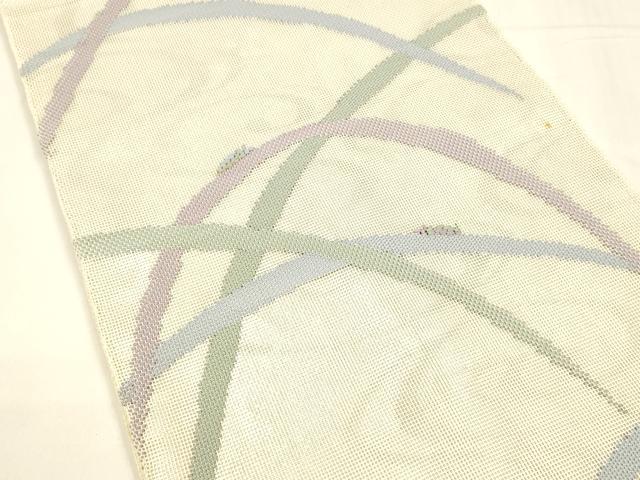 平和屋着物＊夏物 六通柄袋帯 流水夏虫草葉文 銀糸 正絹 逸品 DABA0133cm
