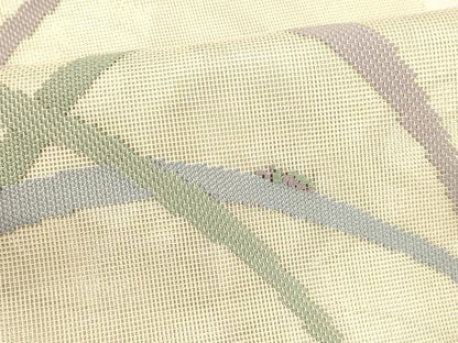 平和屋着物＊夏物 六通柄袋帯 流水夏虫草葉文 銀糸 正絹 逸品 DABA0133cm