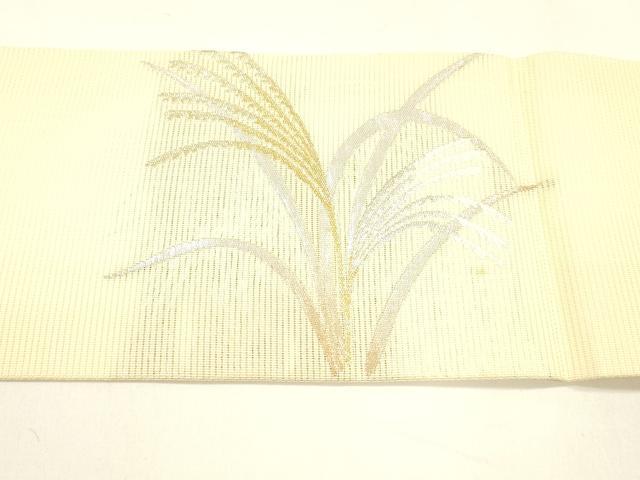 平和屋着物＊夏物 九寸名古屋帯 稲穂 金銀糸 正絹 逸品 DABA0134cm