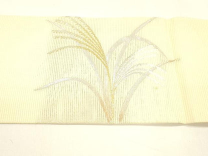 平和屋着物＊夏物 九寸名古屋帯 稲穂 金銀糸 正絹 逸品 DABA0134cm