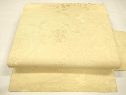平和屋着物＊夏物 九寸名古屋帯 草花文 金糸 正絹 逸品 DABA0137cm