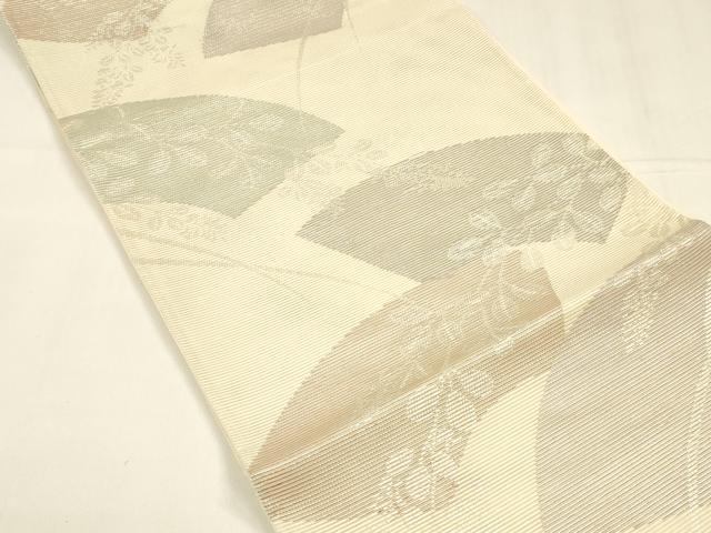 平和屋着物＊夏物 六通柄袋帯 地紙草葉文 銀糸 正絹 逸品 DABA0139cm