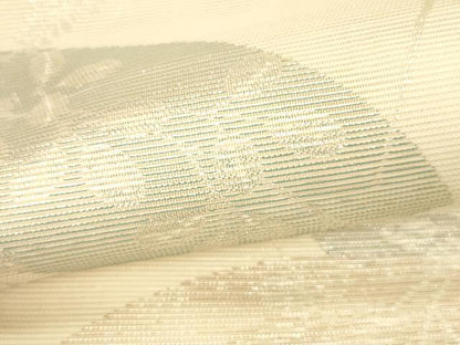 平和屋着物＊夏物 六通柄袋帯 地紙草葉文 銀糸 正絹 逸品 DABA0139cm