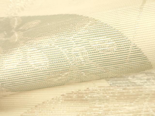平和屋着物＊夏物 六通柄袋帯 地紙草葉文 銀糸 正絹 逸品 DABA0139cm