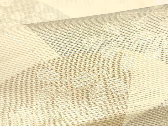 平和屋着物＊夏物 六通柄袋帯 地紙草葉文 銀糸 正絹 逸品 DABA0139cm