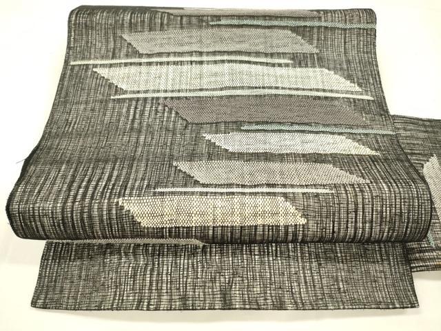 平和屋着物＊夏物 九寸名古屋帯 抽象文様 銀糸 正絹 逸品 DABA0141cm