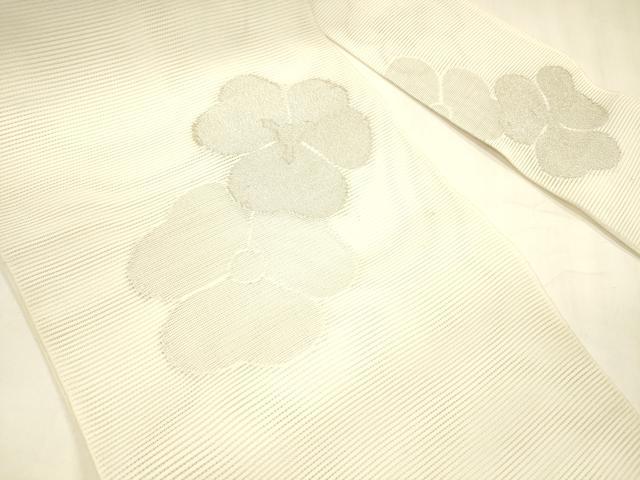 平和屋着物＊夏物 八寸名古屋帯 舞花文 銀糸 DABA0143cm