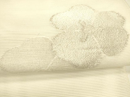 平和屋着物＊夏物 八寸名古屋帯 舞花文 銀糸 DABA0143cm