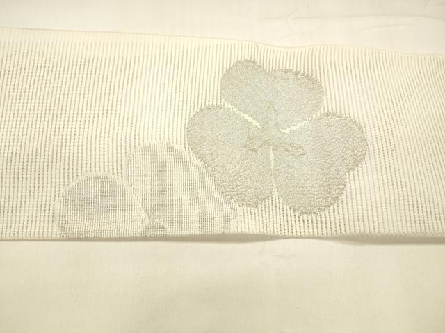 平和屋着物＊夏物 八寸名古屋帯 舞花文 銀糸 DABA0143cm