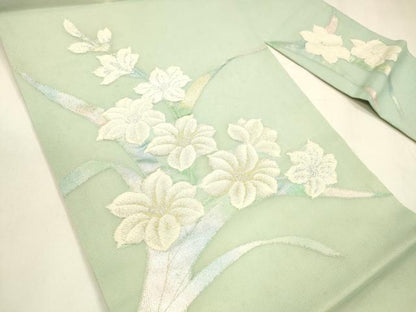平和屋着物＊夏物 九寸名古屋帯 草花文 金銀糸 正絹 逸品 DABA0146cm