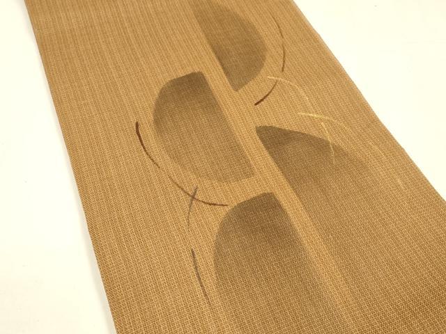 平和屋着物＊夏物 太鼓柄袋帯 手描き 抽象文様 金彩 正絹 逸品 DABA0153cm