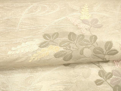 平和屋着物＊夏物 六通柄袋帯 唐織 流水草葉文 銀糸 正絹 逸品 DABA0154cm