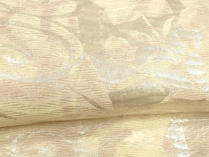 平和屋着物＊夏物 六通柄袋帯 流水枝花文 銀糸 正絹 逸品 DABA0155cm