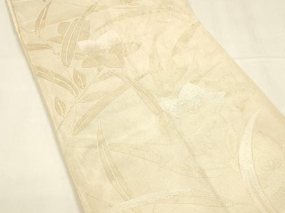 平和屋着物＊夏物 六通柄袋帯 草花文 金糸 正絹 逸品 DABA0157cm