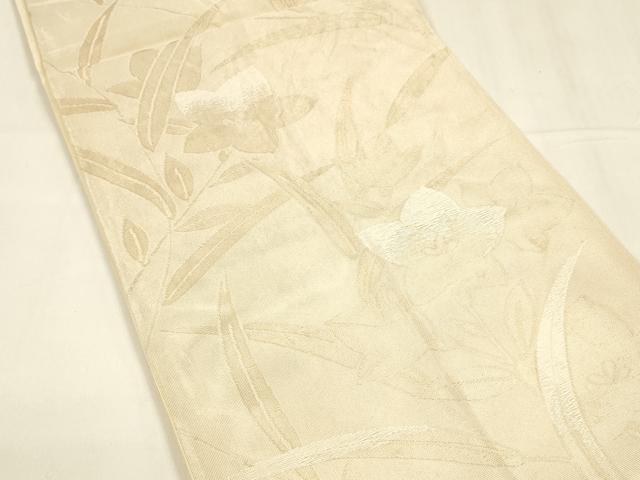 平和屋着物＊夏物 六通柄袋帯 草花文 金糸 正絹 逸品 DABA0157cm