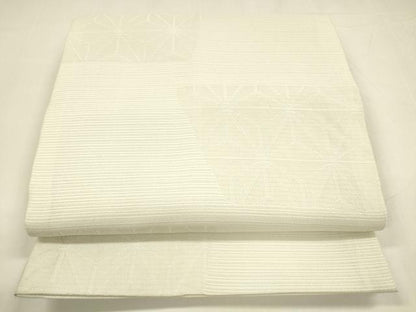 平和屋着物＊夏物 全通柄 京袋帯 麻の葉文様 白緑色 DABA0160cm