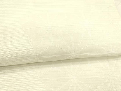 平和屋着物＊夏物 全通柄 京袋帯 麻の葉文様 白緑色 DABA0160cm