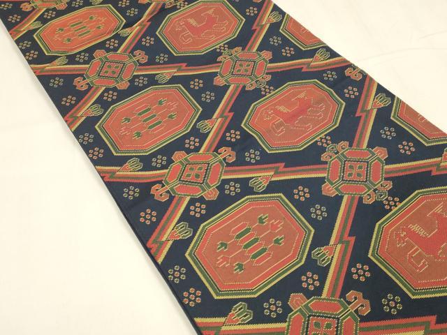 平和屋着物●六通柄　本袋帯　名物裂類綿文　正絹　逸品　DABA0175cm