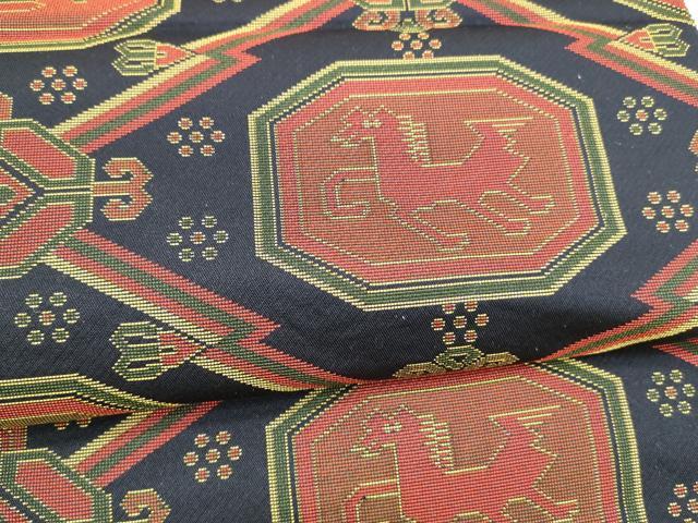 平和屋着物●六通柄　本袋帯　名物裂類綿文　正絹　逸品　DABA0175cm