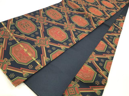 平和屋着物●六通柄　本袋帯　名物裂類綿文　正絹　逸品　DABA0175cm