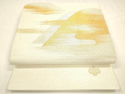 平和屋着物●綴れ 太鼓柄袋帯 遠山文 金銀糸 正絹 逸品 DABA0177cm