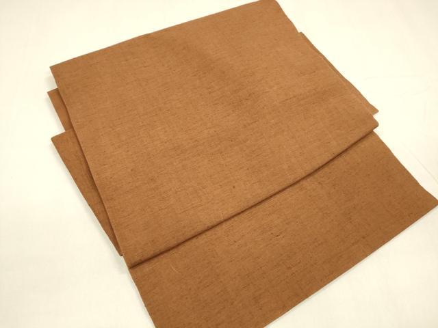 平和屋着物●つけ帯 紬地 唐茶色 正絹 逸品 DABA0183cm