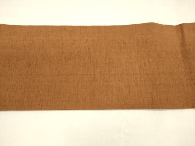 平和屋着物●つけ帯 紬地 唐茶色 正絹 逸品 DABA0183cm