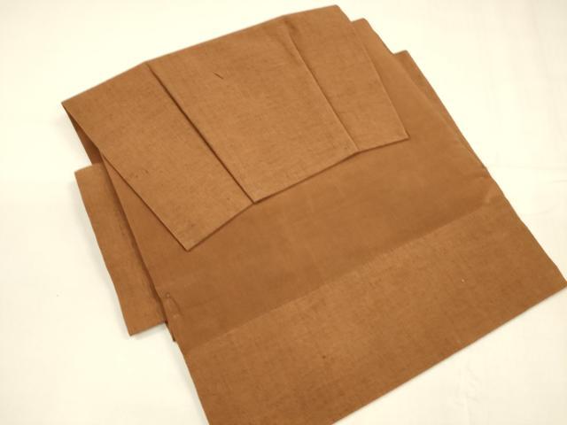 平和屋着物●つけ帯 紬地 唐茶色 正絹 逸品 DABA0183cm