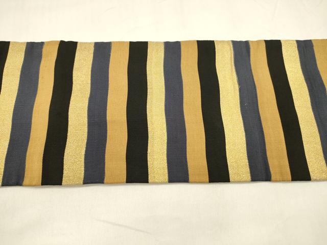 平和屋着物●爪掻き本綴れ　つけ帯　横段文　金糸　正絹　逸品　DABA0186cm