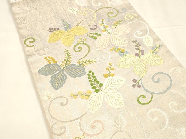 平和屋着物●六通柄袋帯 唐織 桐唐草文 金銀糸 引箔 正絹 逸品 DABA0188cm