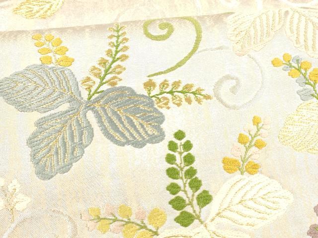 平和屋着物●六通柄袋帯 唐織 桐唐草文 金銀糸 引箔 正絹 逸品 DABA0188cm
