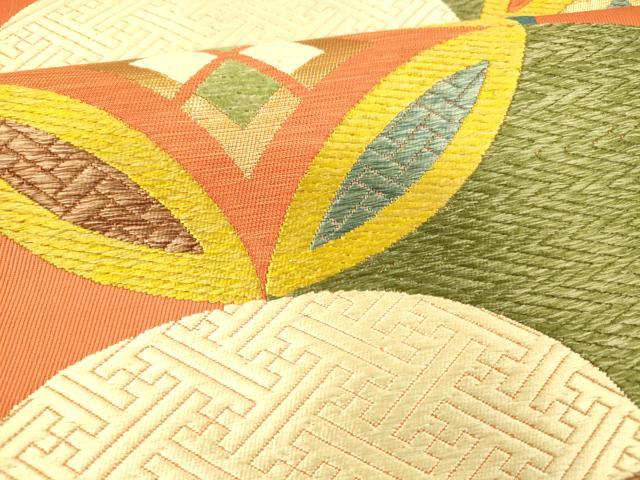 平和屋着物●六通柄 本袋帯 唐織 七宝青海波文 金糸 正絹 逸品 DABA0190cm