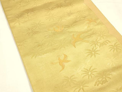 平和屋着物●西陣　六通柄　本袋帯　飛鳥草葉文　金糸　引箔　正絹　逸品　DABA0198cm