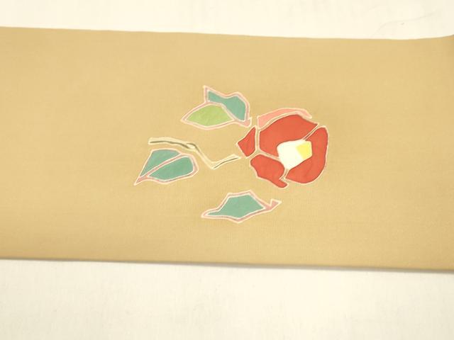 平和屋着物●塩瀬 九寸名古屋帯 枝椿 正絹 逸品 DABA0200cm